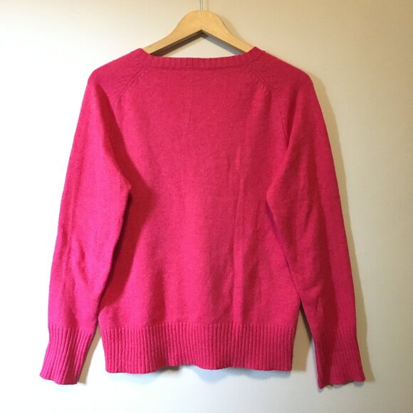 Malibu Pink Soft Angora Wool Blend Knit V-Neck Sweater - Picture 2 of 16
